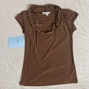 Elegant Brown Cowl Neck Blouse